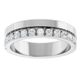 14K Gold Round Natural Diamond Single Sided Stepped-Edge Anniversary Band – 3 mm Stones (1 1/3 CTW) - White Gold - view 3