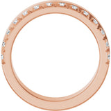 14K Gold Round Lab-Grown Diamond Single Sided Stepped-Edge Anniversary Band – 2.5 mm Stones - Rose Gold - view 2