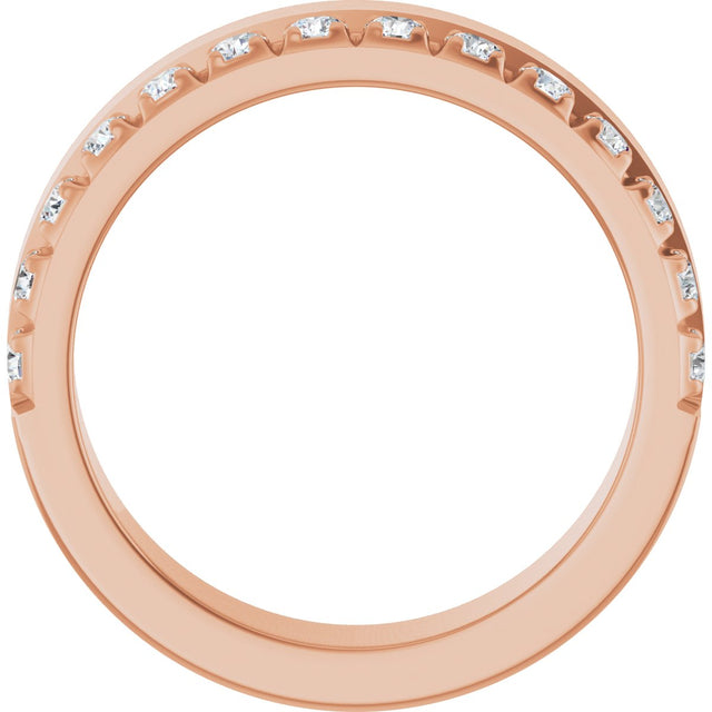 14K Gold Round Lab-Grown Diamond Single Sided Stepped-Edge Anniversary Band – 2.5 mm Stones - Rose Gold - view 2