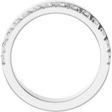 14K Gold Round Natural Diamond Single Sided Stepped-Edge Anniversary Band – 2.5 mm Stones - White Gold - view 2