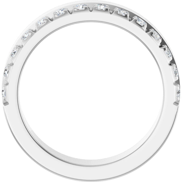 14K Gold Round Natural Diamond Single Sided Stepped-Edge Anniversary Band – 2.5 mm Stones - White Gold - view 2