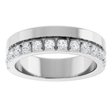 14K Gold Round Lab-Grown Diamond Single Sided Stepped-Edge Anniversary Band – 2.5 mm Stones - White Gold - view 3
