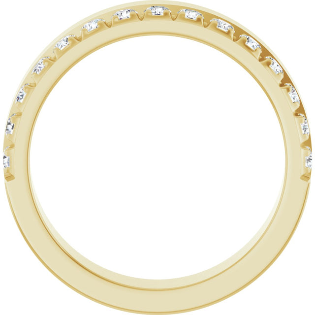 14K Gold Round Natural Diamond Single Sided Stepped-Edge Anniversary Band – 3 mm Stones (1 1/3 CTW) - Yellow Gold - view 2