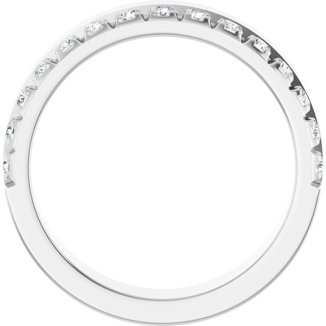 14K Gold Round Lab-Grown Diamond Single Sided Stepped-Edge Anniversary Band – 3 mm Stones (1 1/3 CTW) - White Gold - view 2