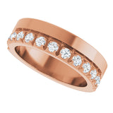 14K Gold Round Lab-Grown Diamond Single Sided Stepped-Edge Anniversary Band – 2.5 mm Stones - Rose Gold - view 5