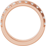 14K Gold Round Lab-Grown Diamond Single Sided Stepped-Edge Anniversary Band – 3 mm Stones - Rose Gold - view 2