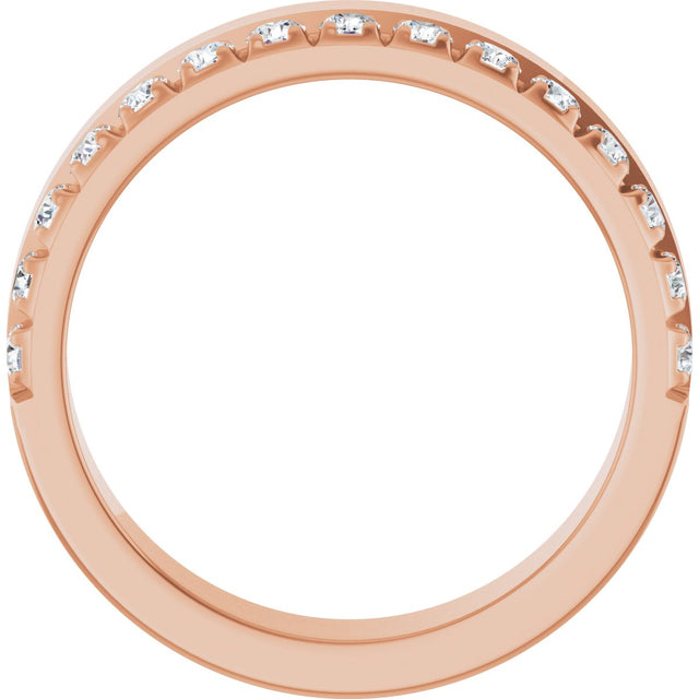 14K Gold Round Lab-Grown Diamond Single Sided Stepped-Edge Anniversary Band – 3 mm Stones (1 1/3 CTW) - Rose Gold - view 2