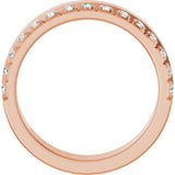14K Gold Round Natural Diamond Single Sided Stepped-Edge Anniversary Band – 3 mm Stones (1 1/3 CTW) - Rose Gold - view 2