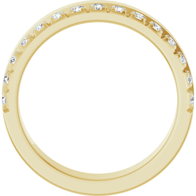14K Gold Round Lab-Grown Diamond Single Sided Stepped-Edge Anniversary Band – 3 mm Stones (1 1/3 CTW) - Yellow Gold - view 2