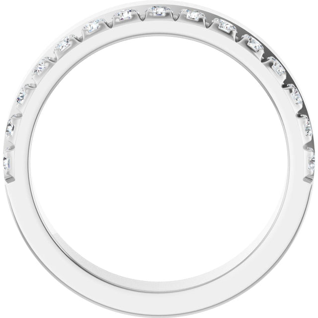 14K Gold Round Lab-Grown Diamond Single Sided Stepped-Edge Anniversary Band – 3 mm Stones (1 1/3 CTW) - White Gold - view 2