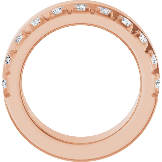 14K Gold Round Lab-Grown Diamond Single Sided Stepped-Edge Anniversary Band – 2.5 mm Stones - Rose Gold - view 2