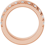 14K Gold Round Natural Diamond Single Sided Stepped-Edge Anniversary Band – 2.5 mm Stones - Rose Gold - view 2