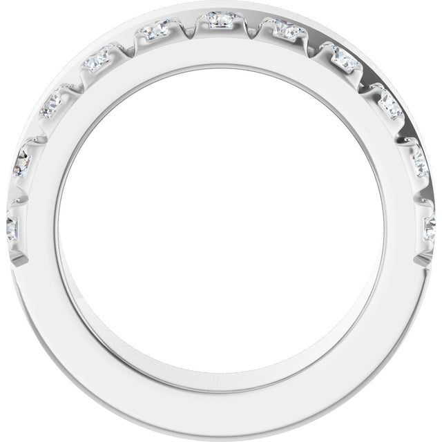 14K Gold Round Natural Diamond Single Sided Stepped-Edge Anniversary Band – 2.5 mm Stones - White Gold - view 2