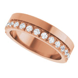 14K Gold Round Lab-Grown Diamond Single Sided Stepped-Edge Anniversary Band – 2.5 mm Stones - Rose Gold - view 5