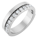 14K Gold Round Lab-Grown Diamond Single Sided Stepped-Edge Anniversary Band – 2.5 mm Stones - White Gold