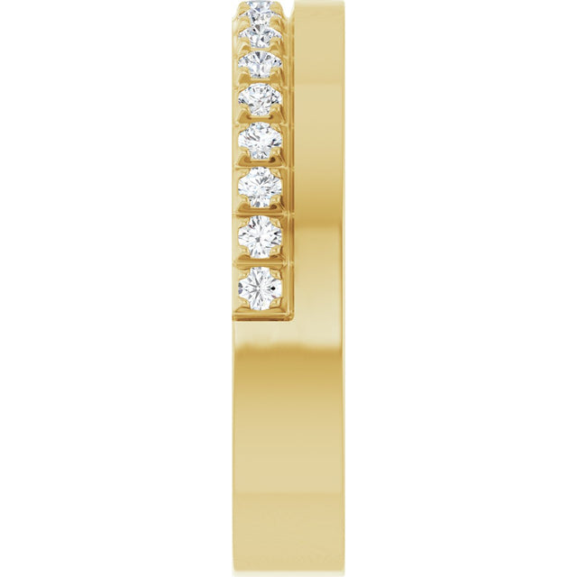 14K Gold Round Lab-Grown Diamond Single Sided Stepped-Edge Anniversary Band – 2.5 mm Stones (1 CTW) - Yellow Gold - view 4