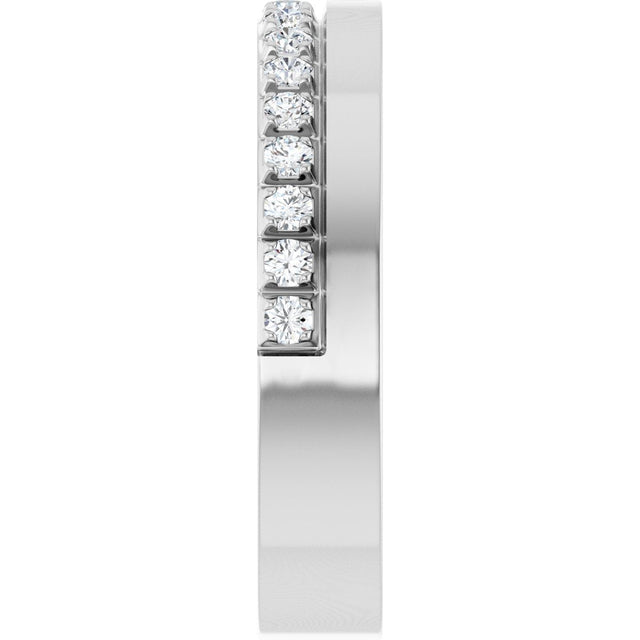 14K Gold Round Lab-Grown Diamond Single Sided Stepped-Edge Anniversary Band – 2.5 mm Stones (1 CTW) - White Gold - view 4