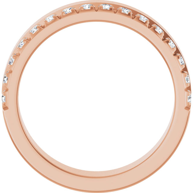 14K Gold Round Lab-Grown Diamond Single Sided Stepped-Edge Anniversary Band – 2.5 mm Stones (1 CTW) - Rose Gold - view 2