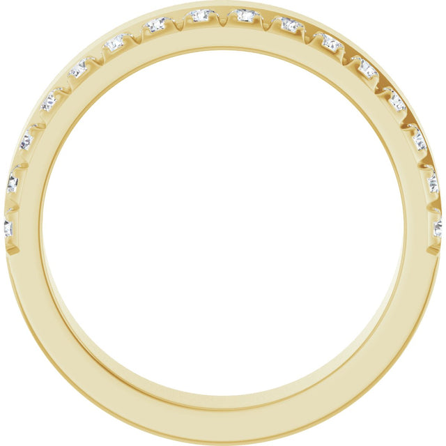 14K Gold Round Lab-Grown Diamond Single Sided Stepped-Edge Anniversary Band – 2.5 mm Stones (1 CTW) - Yellow Gold - view 2