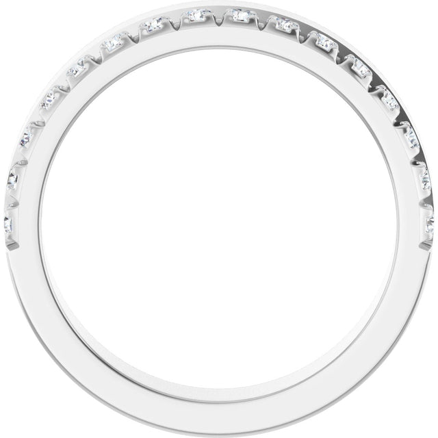 14K Gold Round Lab-Grown Diamond Single Sided Stepped-Edge Anniversary Band – 2.5 mm Stones (1 CTW) - White Gold - view 2