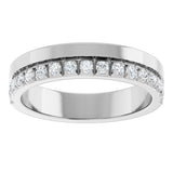 14K Gold Round Lab-Grown Diamond Single Sided Stepped-Edge Anniversary Band – 2.5 mm Stones (1 CTW) - White Gold - view 3