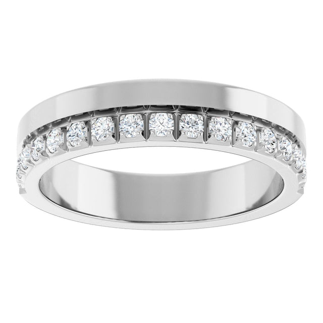 14K Gold Round Lab-Grown Diamond Single Sided Stepped-Edge Anniversary Band – 2.5 mm Stones (1 CTW) - White Gold - view 3
