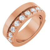14K Gold Round Lab-Grown Diamond Single Sided Stepped-Edge Anniversary Band – 2.5 mm Stones - Rose Gold