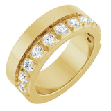 14K Gold Round Lab-Grown Diamond Single Sided Stepped-Edge Anniversary Band – 2.5 mm Stones - Yellow Gold