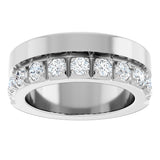 14K Gold Round Natural Diamond Single Sided Stepped-Edge Anniversary Band – 2.5 mm Stones - White Gold - view 3