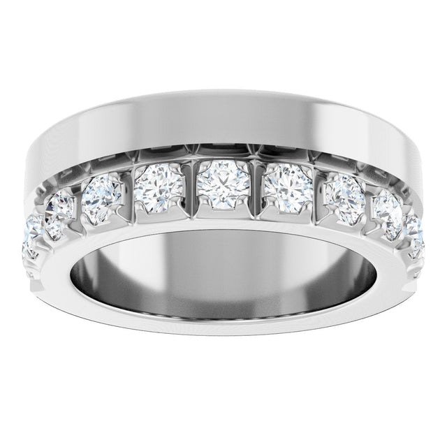 14K Gold Round Lab-Grown Diamond Single Sided Stepped-Edge Anniversary Band – 2.5 mm Stones - White Gold - view 3