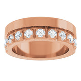 14K Gold Round Lab-Grown Diamond Single Sided Stepped-Edge Anniversary Band – 3 mm Stones - Rose Gold - view 3
