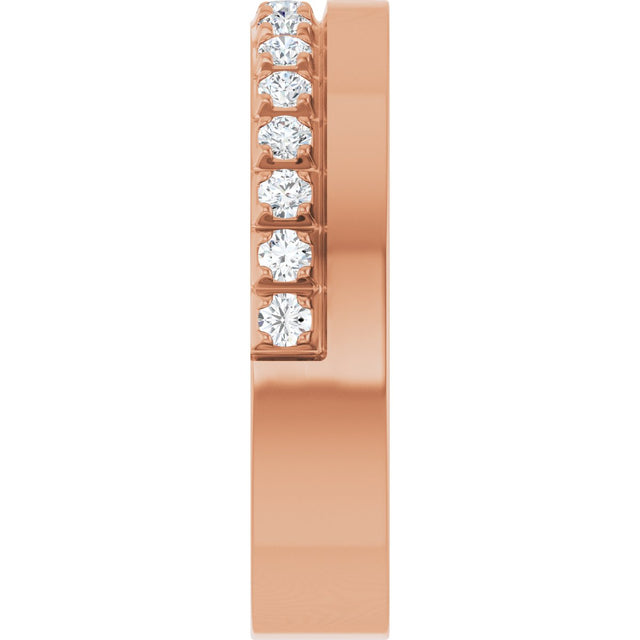 14K Gold Round Natural Diamond Single Sided Stepped-Edge Anniversary Band – 2.5 mm Stones (1 CTW) - Rose Gold - view 4
