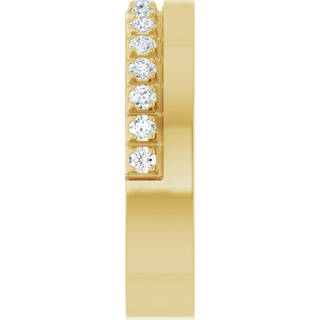 14K Gold Round Lab-Grown Diamond Single Sided Stepped-Edge Anniversary Band – 2.5 mm Stones (1 CTW) - Yellow Gold - view 4