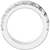14K Gold Round Lab-Grown Diamond Single Sided Stepped-Edge Anniversary Band – 3 mm Stones - White Gold - view 2