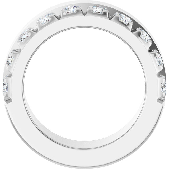 14K Gold Round Lab-Grown Diamond Single Sided Stepped-Edge Anniversary Band – 3 mm Stones - White Gold - view 2