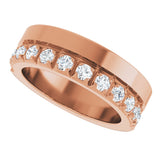 14K Gold Round Lab-Grown Diamond Single Sided Stepped-Edge Anniversary Band – 2.5 mm Stones - Rose Gold - view 5