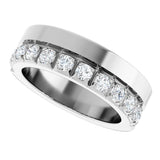 14K Gold Round Lab-Grown Diamond Single Sided Stepped-Edge Anniversary Band – 2.5 mm Stones - White Gold - view 5