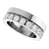 14K Gold Round Lab-Grown Diamond Single Sided Stepped-Edge Anniversary Band – 2.5 mm Stones - White Gold - view 5