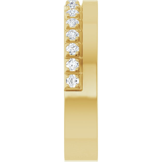 14K Gold Round Lab-Grown Diamond Single Sided Stepped-Edge Anniversary Band – 2.5 mm Stones (1 CTW) - Yellow Gold - view 4