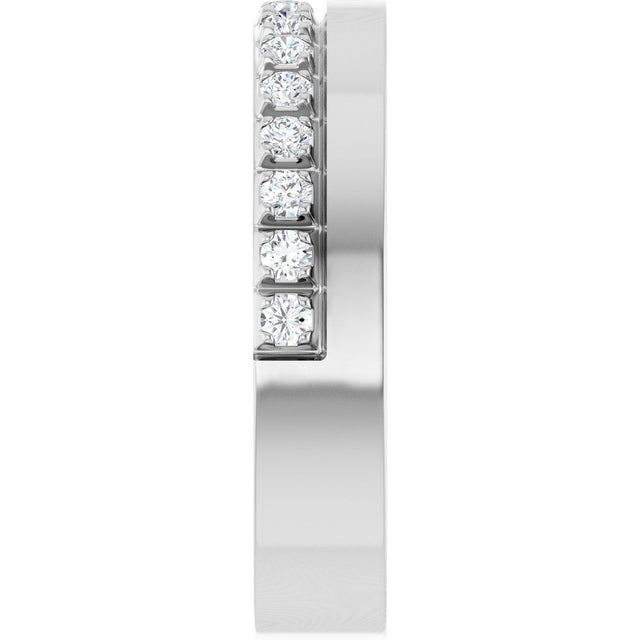 14K Gold Round Lab-Grown Diamond Single Sided Stepped-Edge Anniversary Band – 2.5 mm Stones (1 CTW) - White Gold - view 4