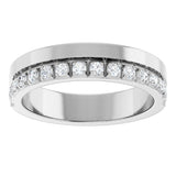 14K Gold Round Lab-Grown Diamond Single Sided Stepped-Edge Anniversary Band – 2.5 mm Stones (1 CTW) - White Gold - view 3