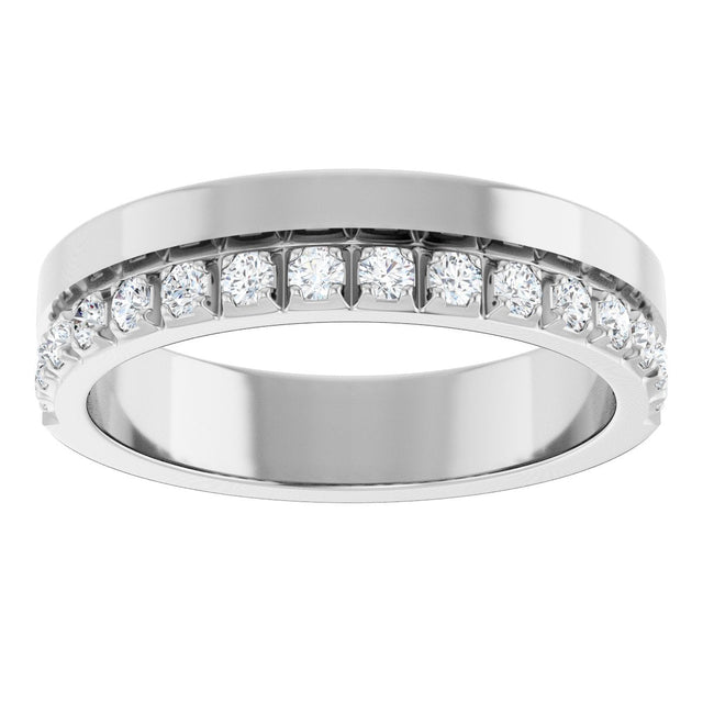 14K Gold Round Lab-Grown Diamond Single Sided Stepped-Edge Anniversary Band – 2.5 mm Stones (1 CTW) - White Gold - view 3