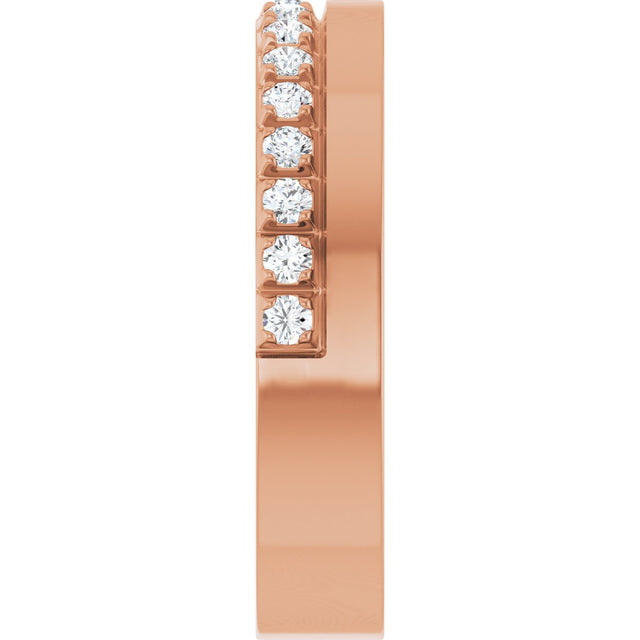 14K Gold Round Lab-Grown Diamond Single Sided Stepped-Edge Anniversary Band – 2.5 mm Stones (1 CTW) - Rose Gold - view 4
