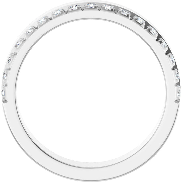 14K Gold Round Natural Diamond Single Sided Stepped-Edge Anniversary Band – 2.5 mm Stones (1 CTW) - White Gold - view 2
