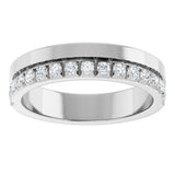 14K Gold Round Natural Diamond Single Sided Stepped-Edge Anniversary Band – 2.5 mm Stones (1 CTW) - White Gold - view 3