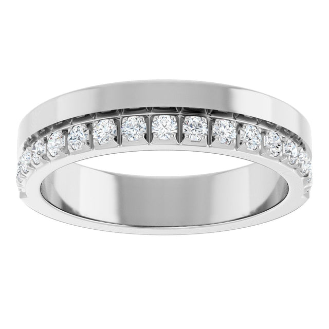 14K Gold Round Lab-Grown Diamond Single Sided Stepped-Edge Anniversary Band – 2.5 mm Stones (1 CTW) - White Gold - view 3