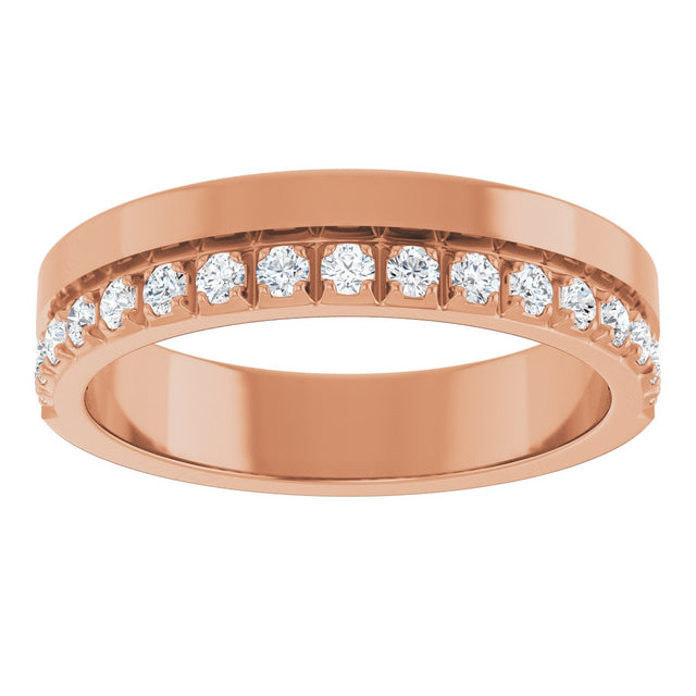 14K Gold Round Lab-Grown Diamond Single Sided Stepped-Edge Anniversary Band – 2.5 mm Stones (1 CTW) - Rose Gold - view 3