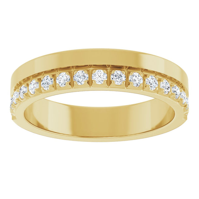 14K Gold Round Lab-Grown Diamond Single Sided Stepped-Edge Anniversary Band – 2.5 mm Stones (1 CTW) - Yellow Gold - view 3