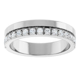 14K Gold Round Natural Diamond Single Sided Stepped-Edge Anniversary Band – 2.5 mm Stones (1 CTW) - White Gold - view 3