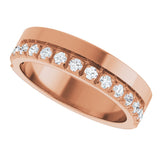 14K Gold Round Lab-Grown Diamond Single Sided Stepped-Edge Anniversary Band – 2.5 mm Stones - Rose Gold - view 5
